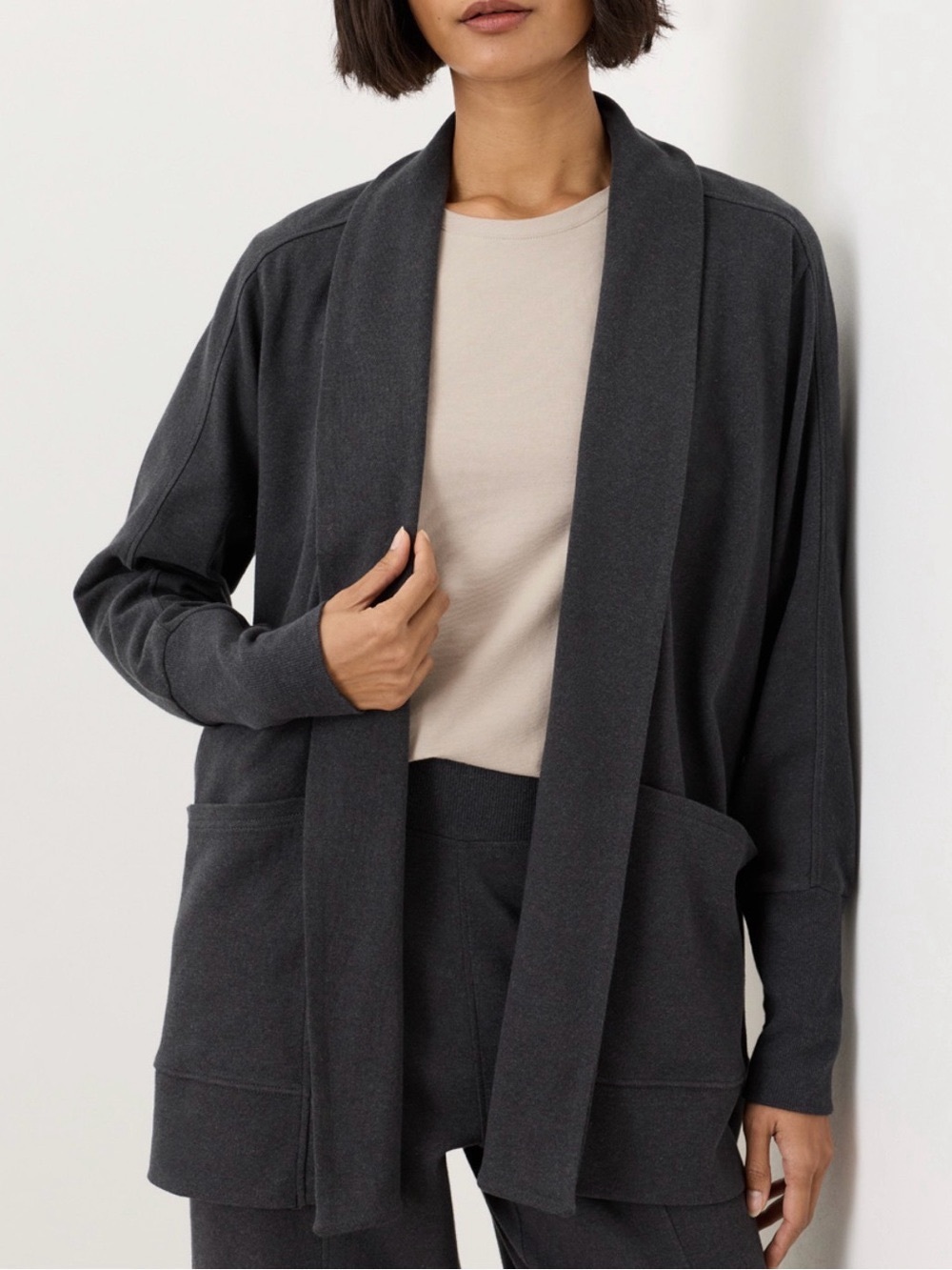 PACT Organic Cotton Airplane Wrap Cardigan Charcoal Gray Size S/M